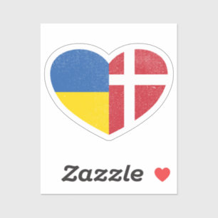 Ukraine Ukrainian Denmark Danish Heart Love Flag