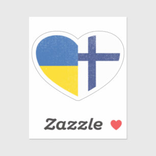 Ukraine Ukrainian Finland Finnish Heart Love Flag