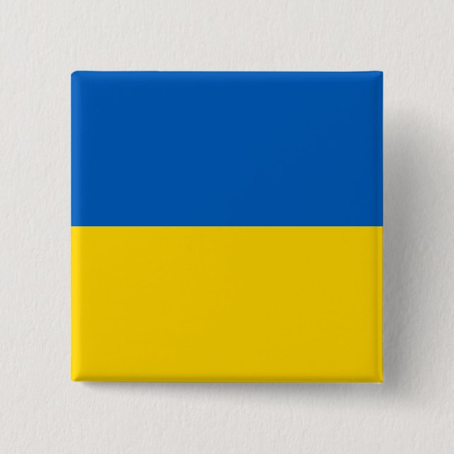 Ukraine (Ukrainian) Flag 2 Inch Square Button (Front)