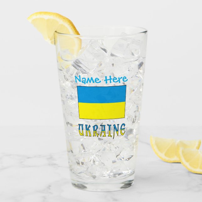 Ukraine Ukrainian Flag Blue Personalization  Glass (Front Ice)