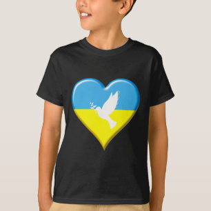Ukraine Ukrainian Flag Heart Peace Dove Support Di T-Shirt