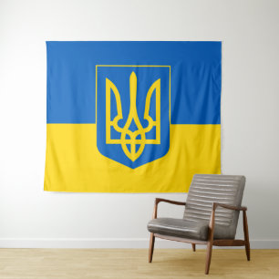 Ukraine & Ukrainian Flag, Tryglav tapestry /sports