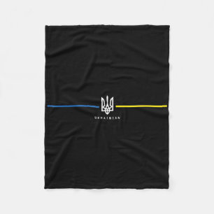 Ukraine Ukrainian Flag Zelensky Tryzub Military Fleece Blanket