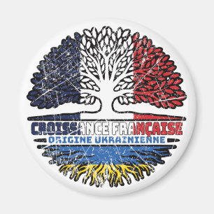 Ukraine Ukrainian French France Tree Roots Flag Magnet