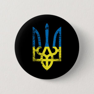 Ukraine Ukrainian Kiew Trysub Flag 15 2 Inch Round Button