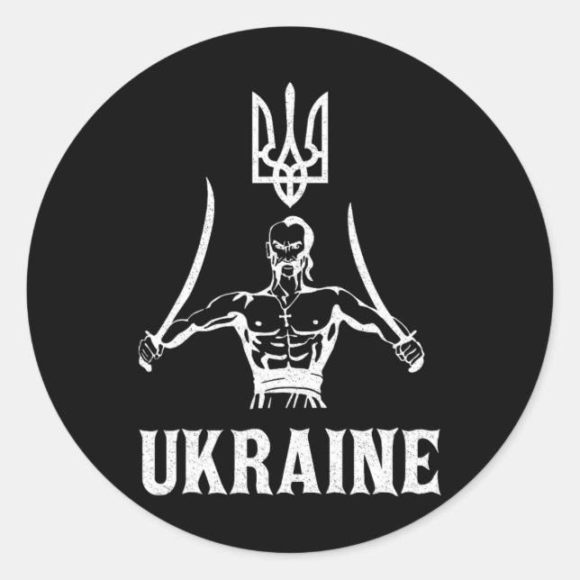 Ukraine Ukrainian Kiew Trysub Flag 8  Classic Round Sticker (Front)