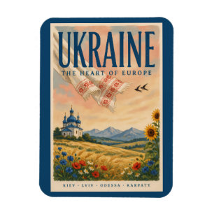 Ukraine Ukrainian Landscape Illustration Travel Magnet