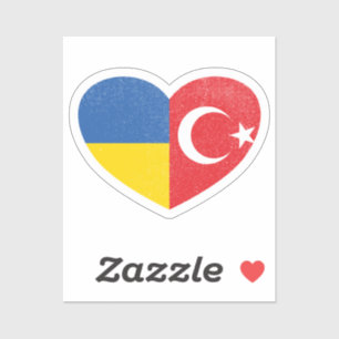 Ukraine Ukrainian Turkey Turkish Heart Love Flag
