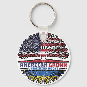 Ukraine Ukrainian US American USA United States Keychain