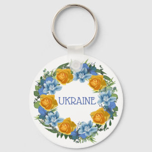 Ukraine Ukrainian Wreath Flowers Faith Hope Keychain