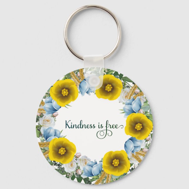 Ukraine Ukrainian Wreath Flowers Faith Hope Keychain (Front)