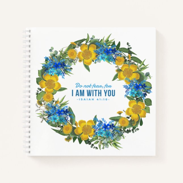 Ukraine Ukrainian Wreath Flowers Faith Hope Notebook (Front)