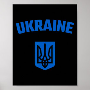 Ukraine. Ukrajina Trzub. Ukrainian Trident. Blue A Poster
