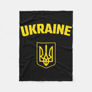 Ukraine. Ukrajina Trzub. Ukrainian Trident. Yellow Fleece Blanket