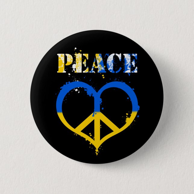Ukraine Urban Style Peace and Love Symbol 2 Inch Round Button (Front)