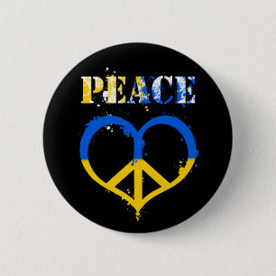 Ukraine Urban Style Peace and Love Symbol 2 Inch Round Button