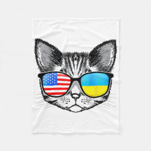Ukraine Us Flag Roots Cat Ukrainian American For M Fleece Blanket