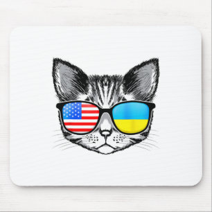 Ukraine Us Flag Roots Cat Ukrainian American For M Mouse Pad