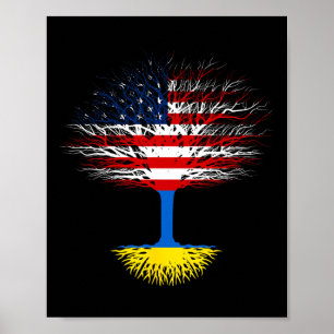 Ukraine Usa America Flag Ukrainian Roots Us Citize Poster