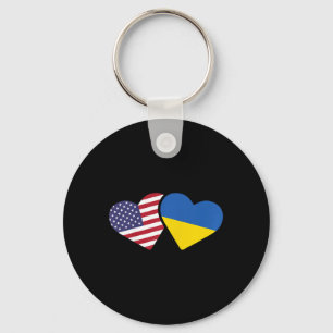 Ukraine Usa Flag T Shirt Heart Ukrainian Americans Keychain