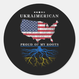 Ukraine Usa Proud Of Both Countries Ukraimerican 2 Classic Round Sticker