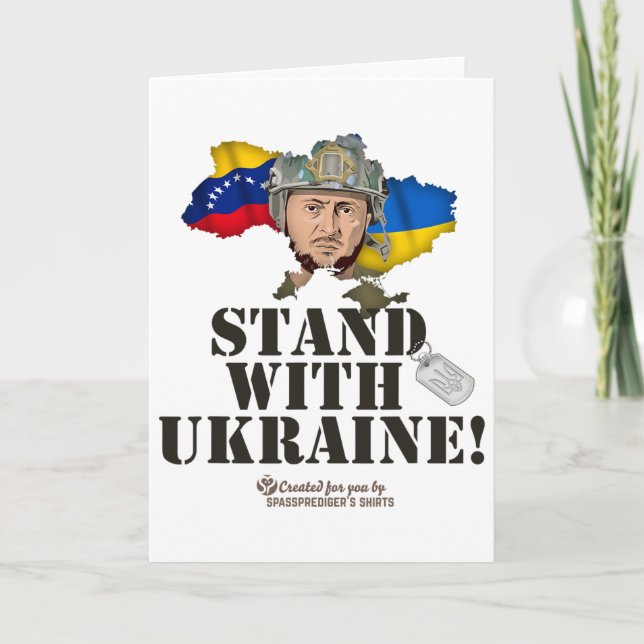 Ukraine Venezuela Flags Zelensky Stand With Ukrain Card (Front)