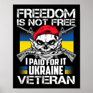 Ukraine Veteran Support Ukraine Map Flag Pride Blu Poster