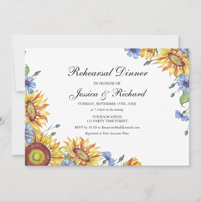 Ukraine Watercolor Rehearsal Dinner Invitation (Front)