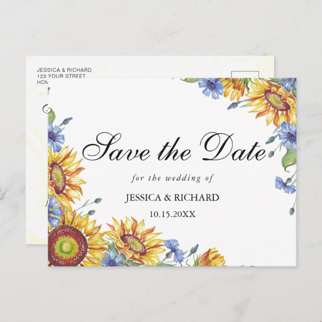 Ukraine Watercolor Save the Date Postcard (Front/Back)