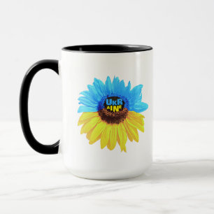 Ukraine watercolor sunflower blue yellow flag mug