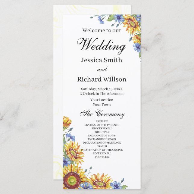 Ukraine Watercolor Wedding Program (Front/Back)