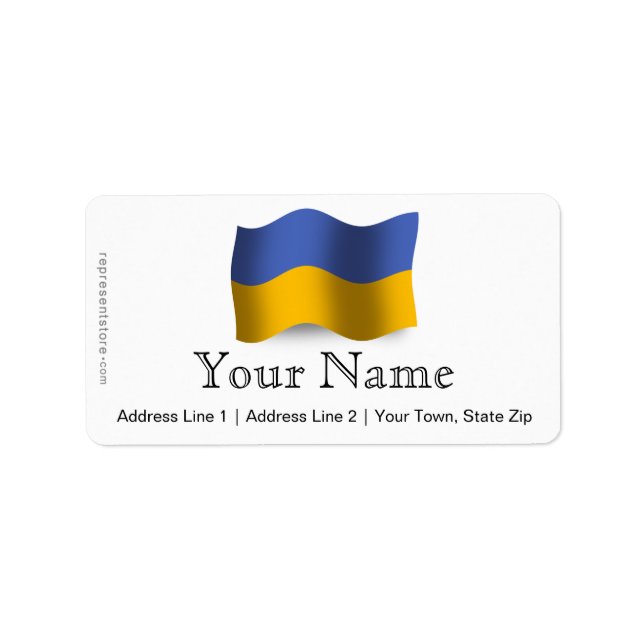 Ukraine Waving Flag Label (Front)