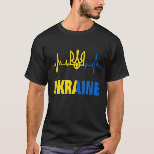Ukraine With Flag Heartbeat Ukraine Ukrainian Flag T-Shirt