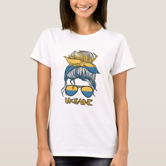 Ukraine Woman Blue and Yellow T-Shirt (Front)
