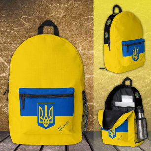 Ukraine, yellow, backpack, Ukrainian Flag / Tryzub Printed Backpack