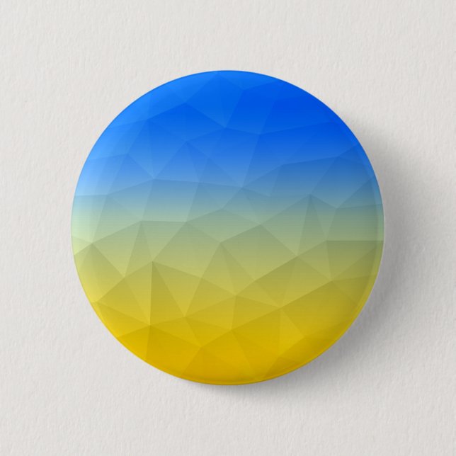 Ukraine yellow blue geometric mesh pattern 2 inch round button (Front)