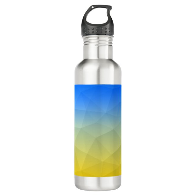 Ukraine yellow blue geometric mesh pattern 710 ml water bottle (Front)