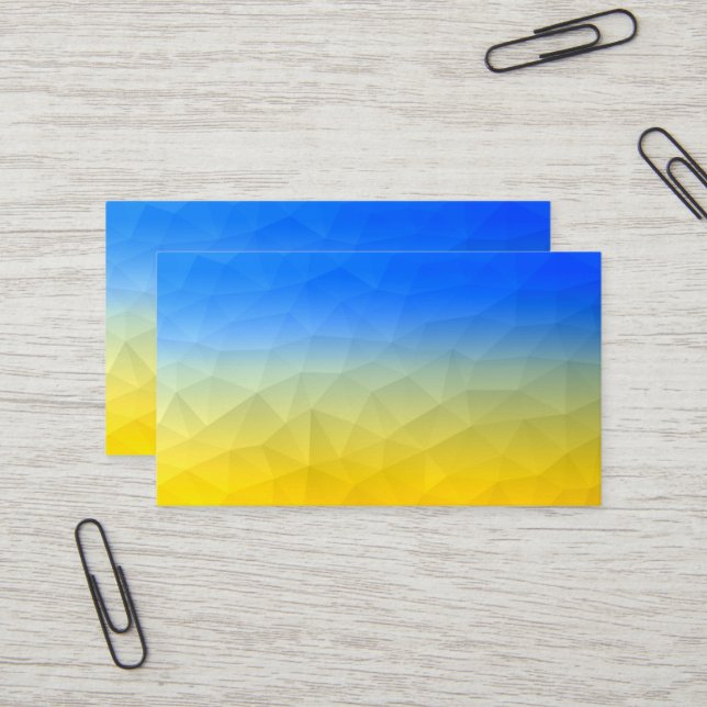 Ukraine yellow blue geometric mesh pattern business card (Front/Back In Situ)
