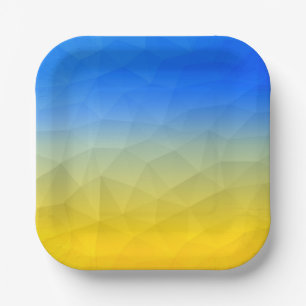 Ukraine yellow blue geometric mesh pattern paper plate