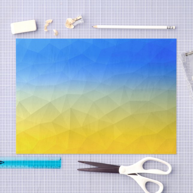 Ukraine yellow blue geometric mesh pattern tissue paper (Craft)