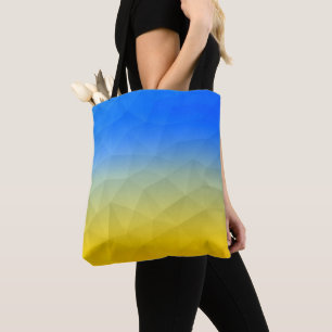Ukraine yellow blue geometric mesh pattern tote bag