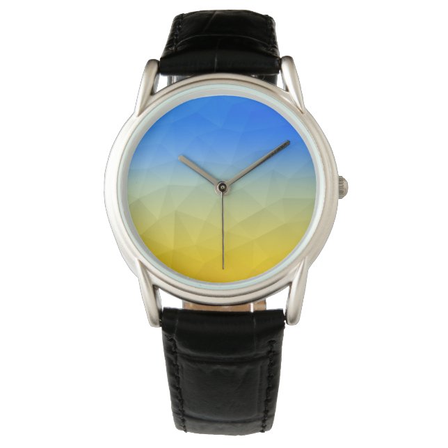 Ukraine yellow blue geometric mesh pattern watch (Front)