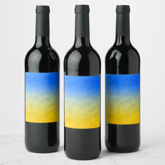 Ukraine yellow blue geometric mesh pattern wine label (Bottles)