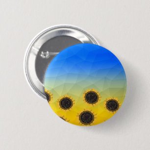 Ukraine yellow blue geometry mesh pattern Flowers 2 Inch Round Button