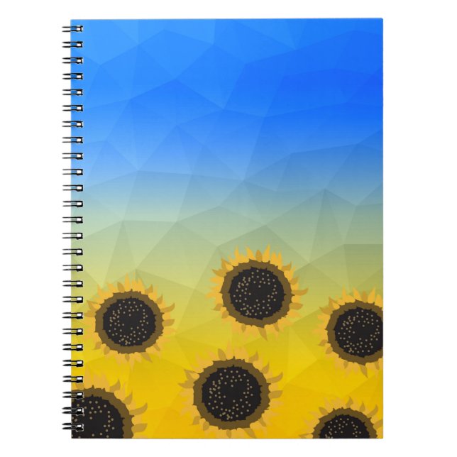 Ukraine yellow blue geometry mesh pattern Flowers Notebook (Front)