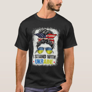 Ukrainian American Flag I Stand With Ukraine Messy T-Shirt