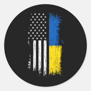 Ukrainian American Flag T Shirt - Pride Ukraine Us Classic Round Sticker