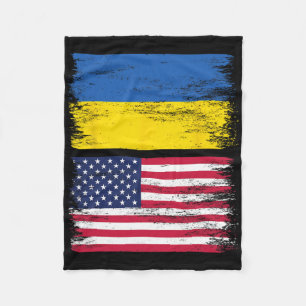 Ukrainian American Flag Ukraine Usa America Roots Fleece Blanket