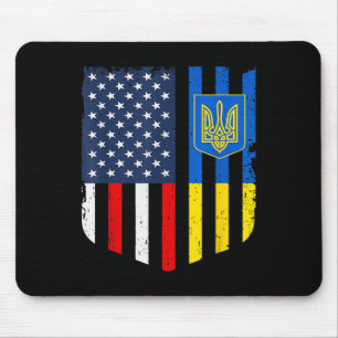 Ukrainian American Flag Ukraine Usa America Shield Mouse Pad