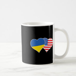 Ukrainian American Heart Love Ukraine Usa Flag  Coffee Mug